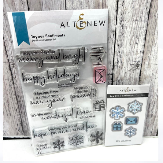 Altenew JOYOUS SENTIMENTS Christmas Greetings Rubber Stamps Dies