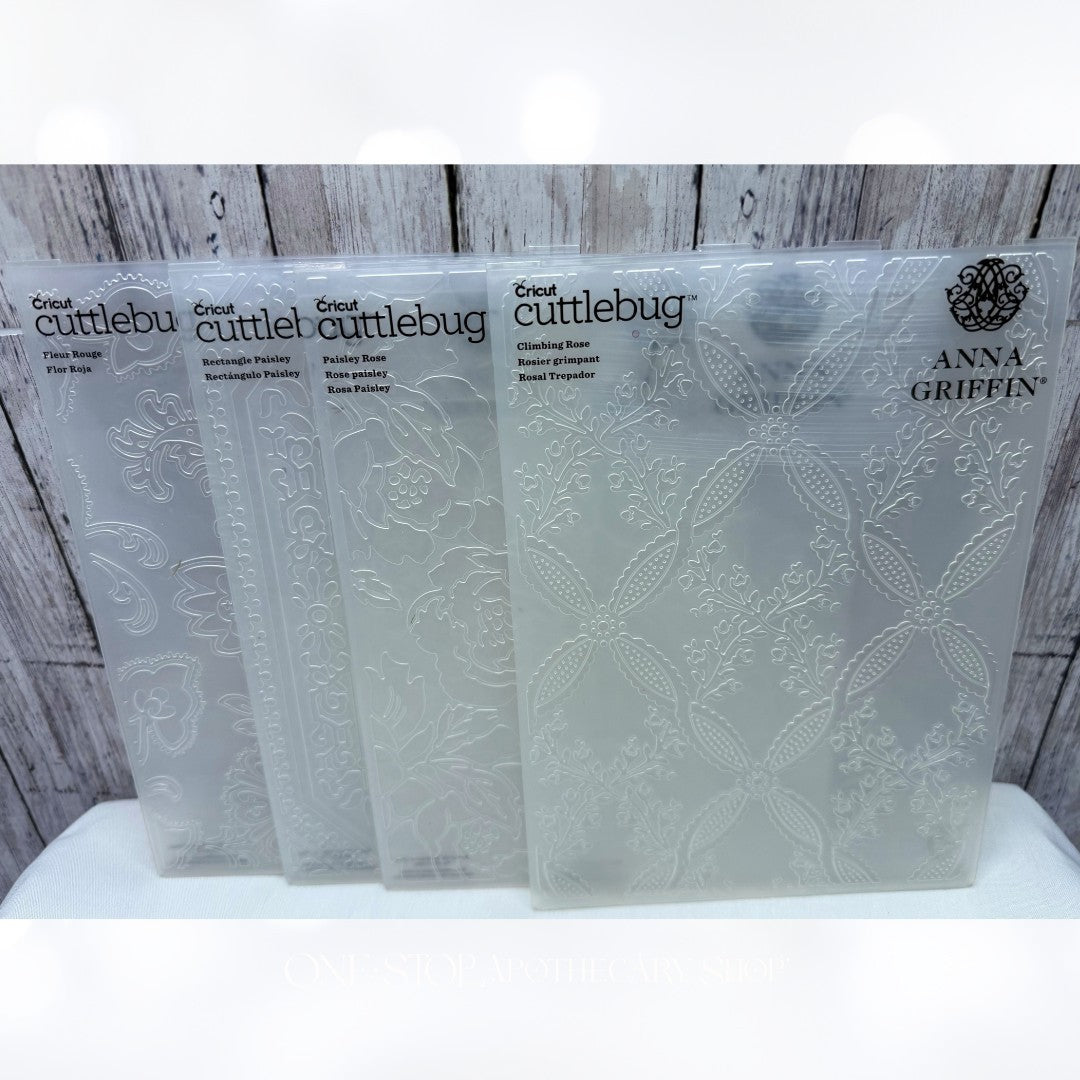 Anna Griffin ROSE PAISLEY Fleur 5x7 Embossing Folders Set of 4