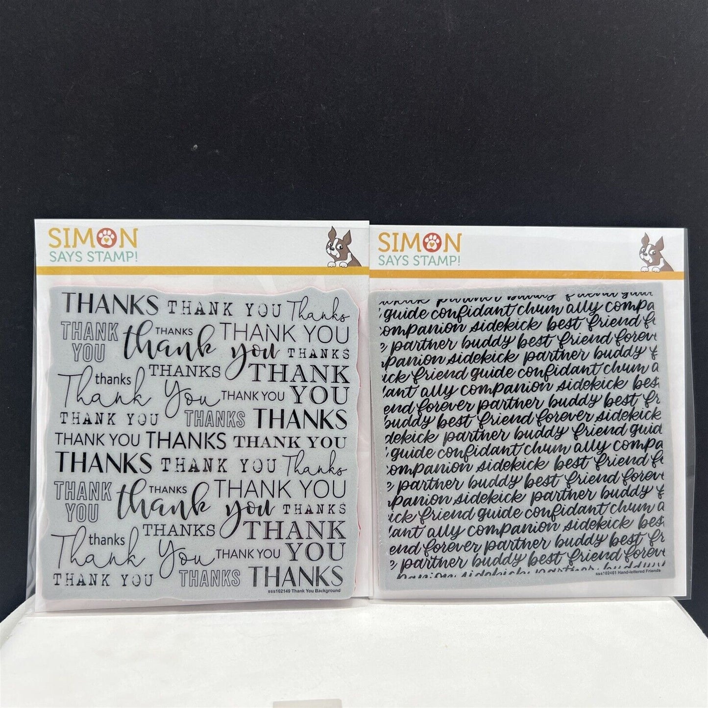 Simon Says Stamp HAND WRITTEN FRIENDS Thank You Thanks Background Rubber Stamps