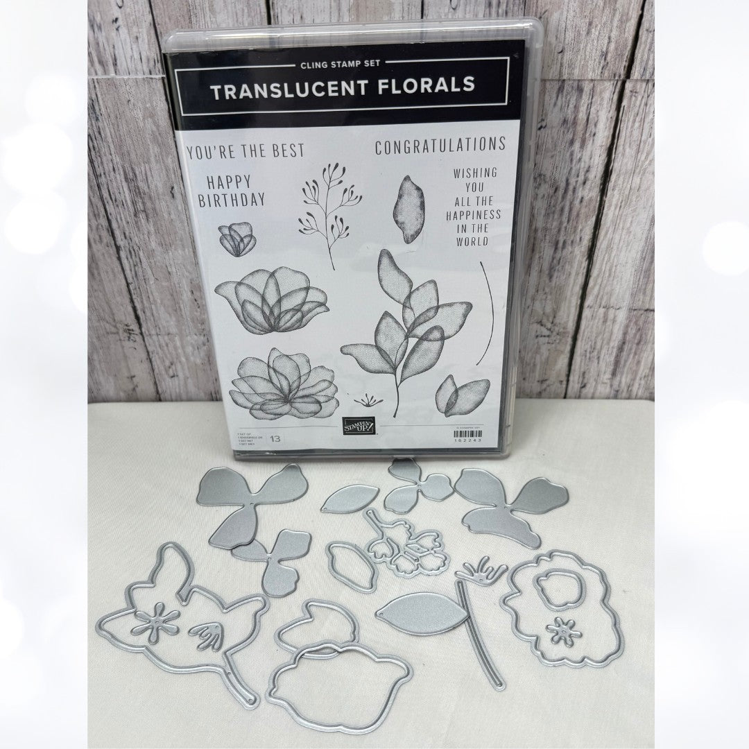 Stampin TRANSLUCENT FLORALS Flowers Rubber Stamps Dies
