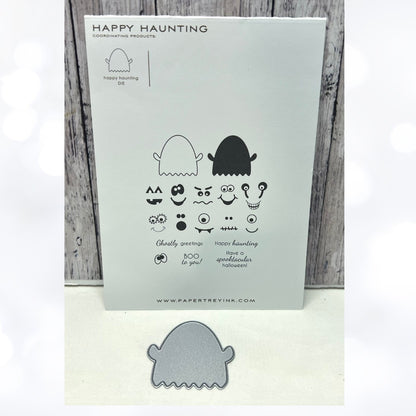 Papertrey Ink HAPPY HAUNTING Monster Ghost Halloween Rubber Stamps Die