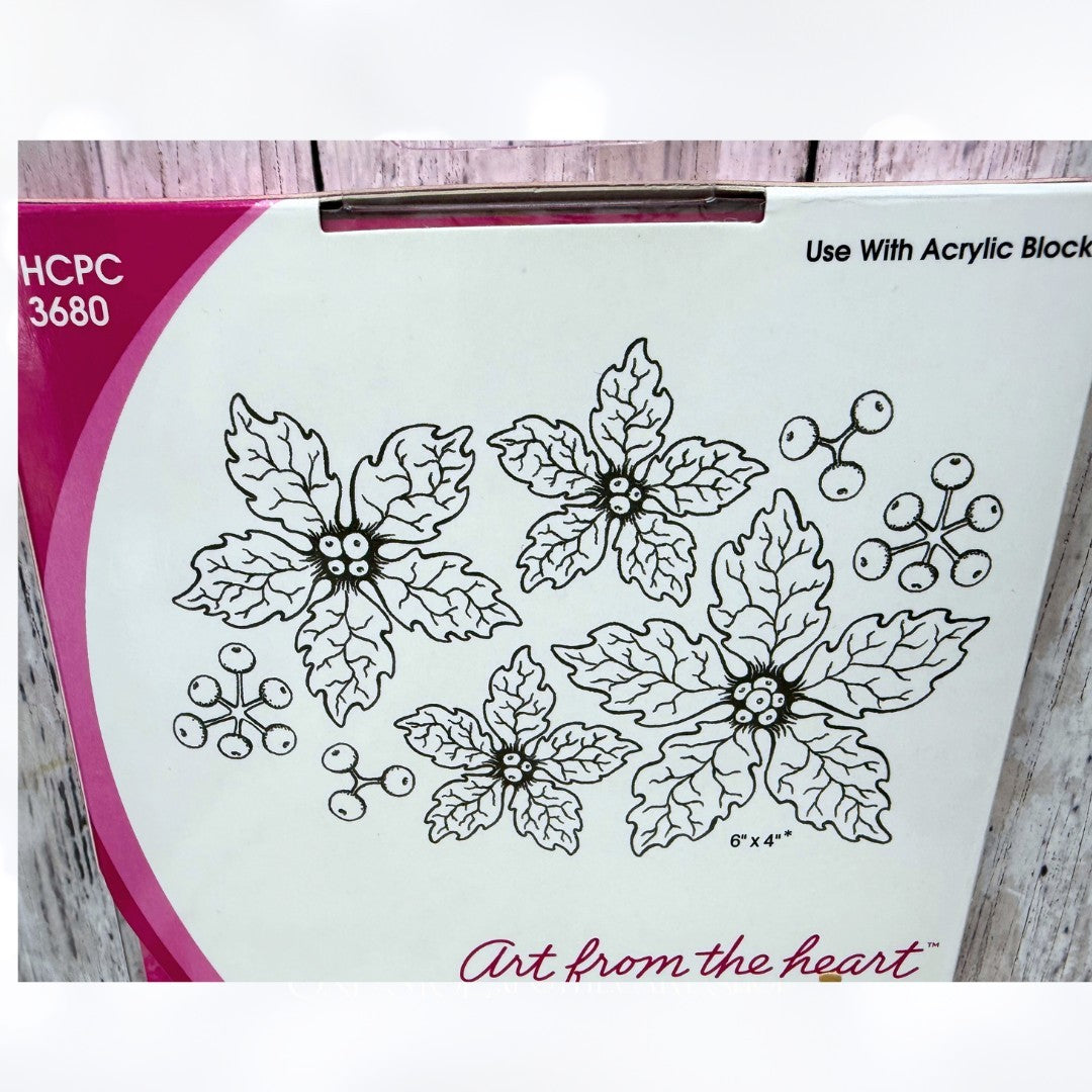 Heartfelt Creations SPARKLING POINSETTIA Christmas Flowers Rubber Stamps Dies