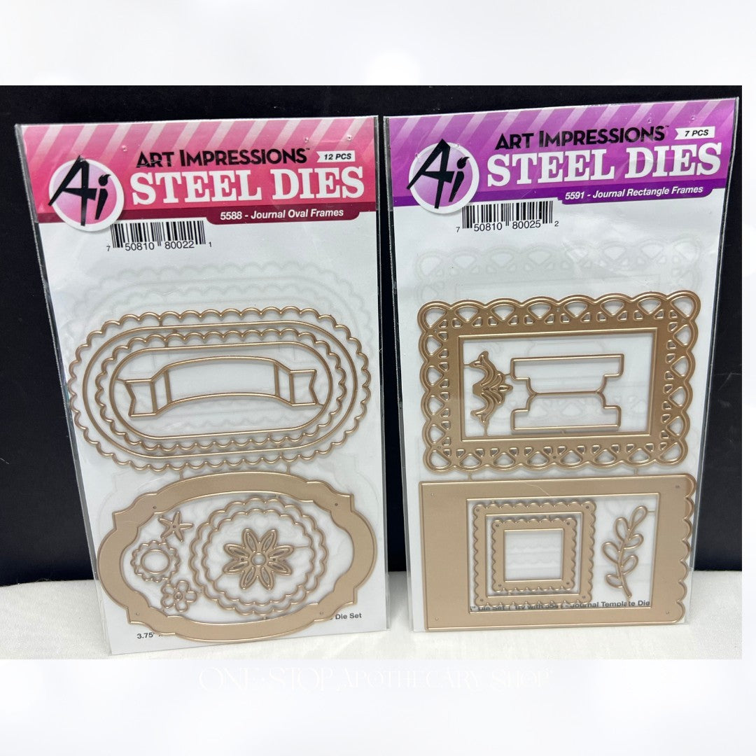 Art Impressions JOURNAL DIES Rectangle & Oval Frames Lot of 2