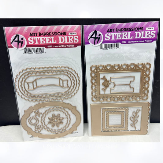 Art Impressions JOURNAL DIES Rectangle & Oval Frames Lot of 2