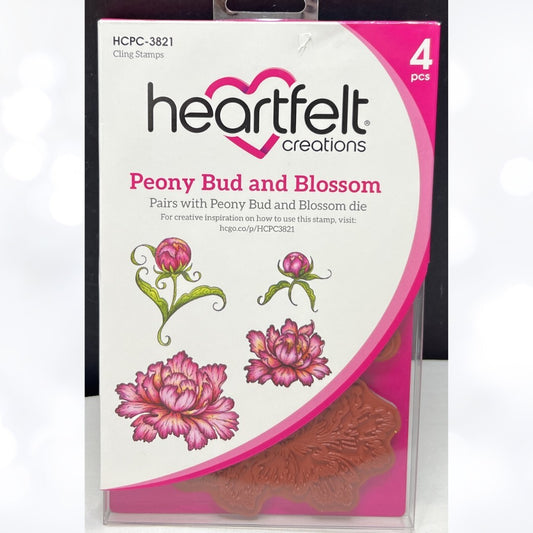Heartfelt Creations PEONY BUD & BLOSSOM Flowers Peonies Rubber Stamps