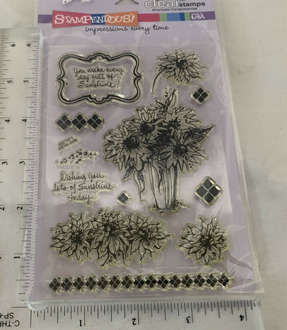 Stampendous SUNFLOWER BOUQUET Autumn Fall Flowers Rubber Stamps Set