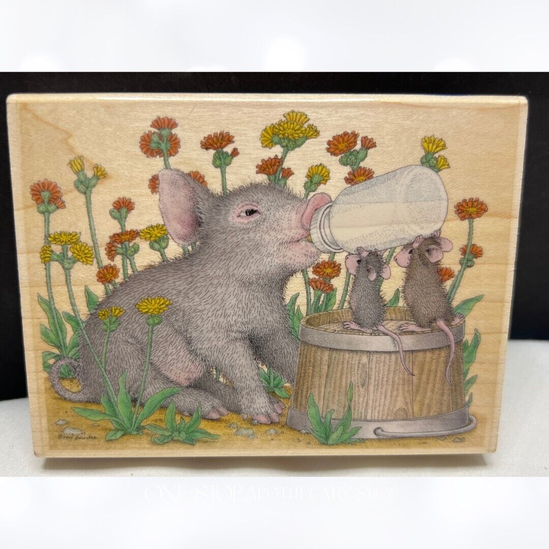 House Mouse NURTURING FRIENDS Baby Pig Piggy Mice Rubber Stamp