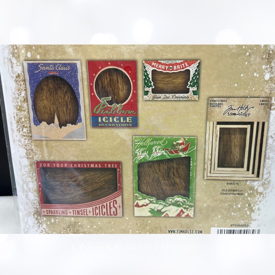 Tim Holtz VIGNETTE BOX TOPS Christmas Idea-ology Embellishments Very Rare