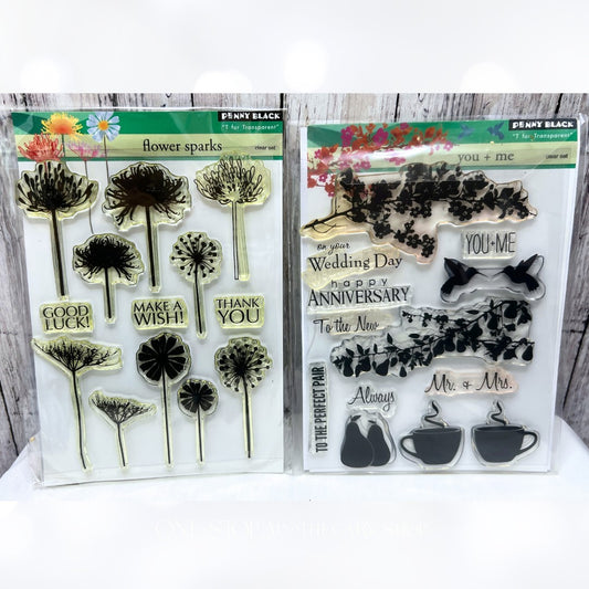 Penny Black YOU + ME Flower Sparks Anniversary Wedding Rubber Stamps