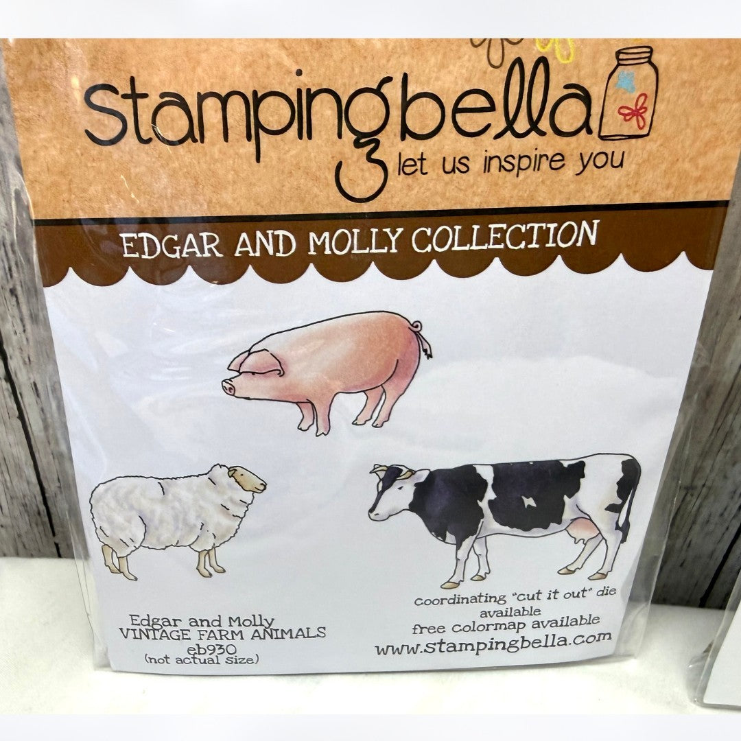 Stamping Bella VINTAGE FARM ANIMALS Petunia & Penny Pigs Rubber Stamps
