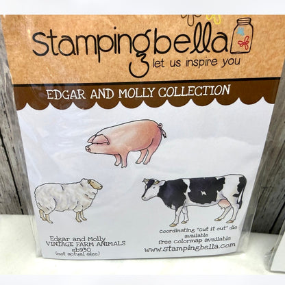 Stamping Bella VINTAGE FARM ANIMALS Petunia & Penny Pigs Rubber Stamps