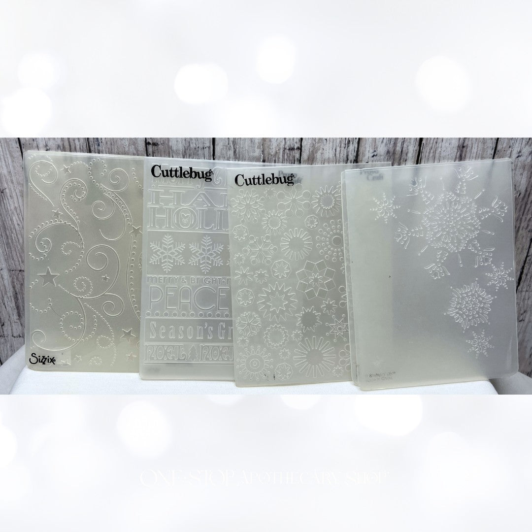 Cuttlebug Stampin Up CHRISTMAS Snowflakes Embossing Folders Lot of 4