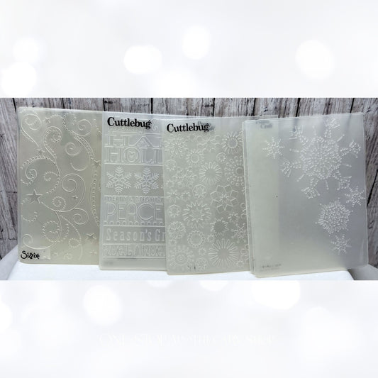 Cuttlebug Stampin Up CHRISTMAS Snowflakes Embossing Folders Lot of 4