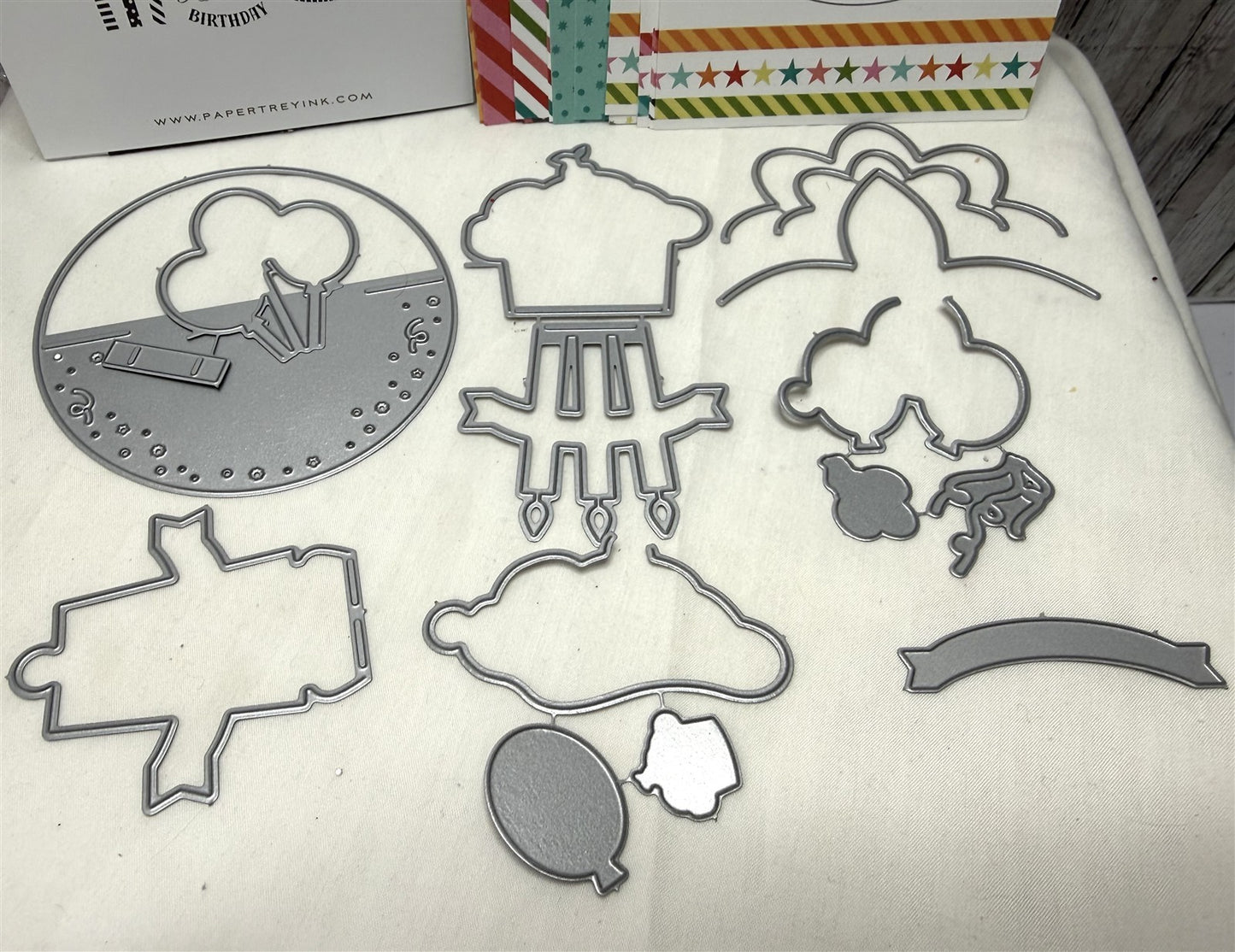 Papertrey Ink PARTY POPS Make It Market Birthday Rubber Stamps Dies Kit Rare