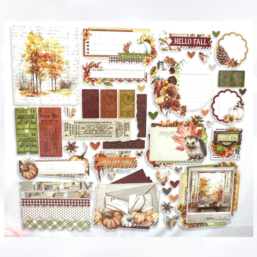 Simple Stories VINTAGE AUTUMN BREEZE Fall 12x12 Kit Paper Ephemera Collection