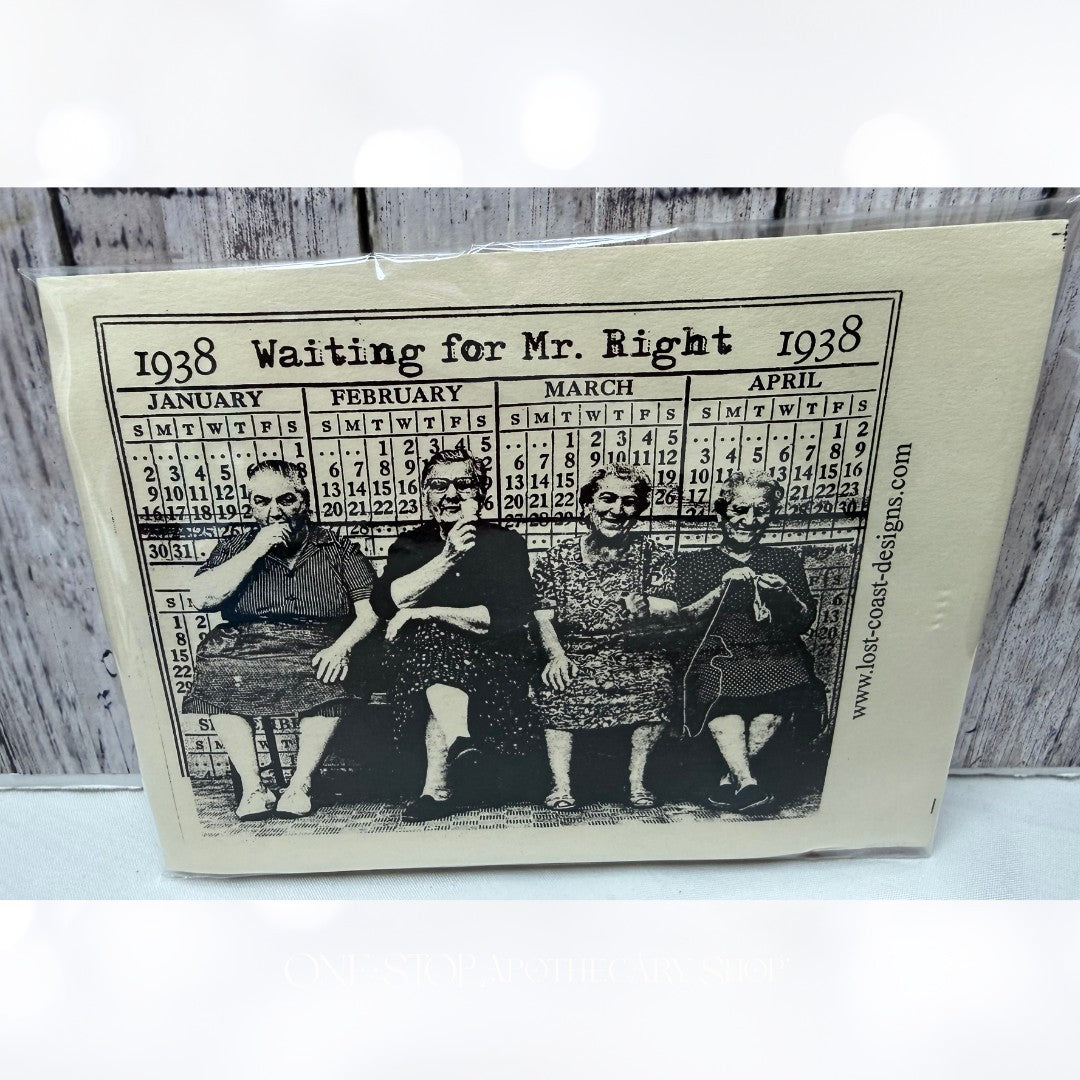 Lost Coast Designs WAITING FOR MR RIGHT Old Lady Funny Rubber Stamp