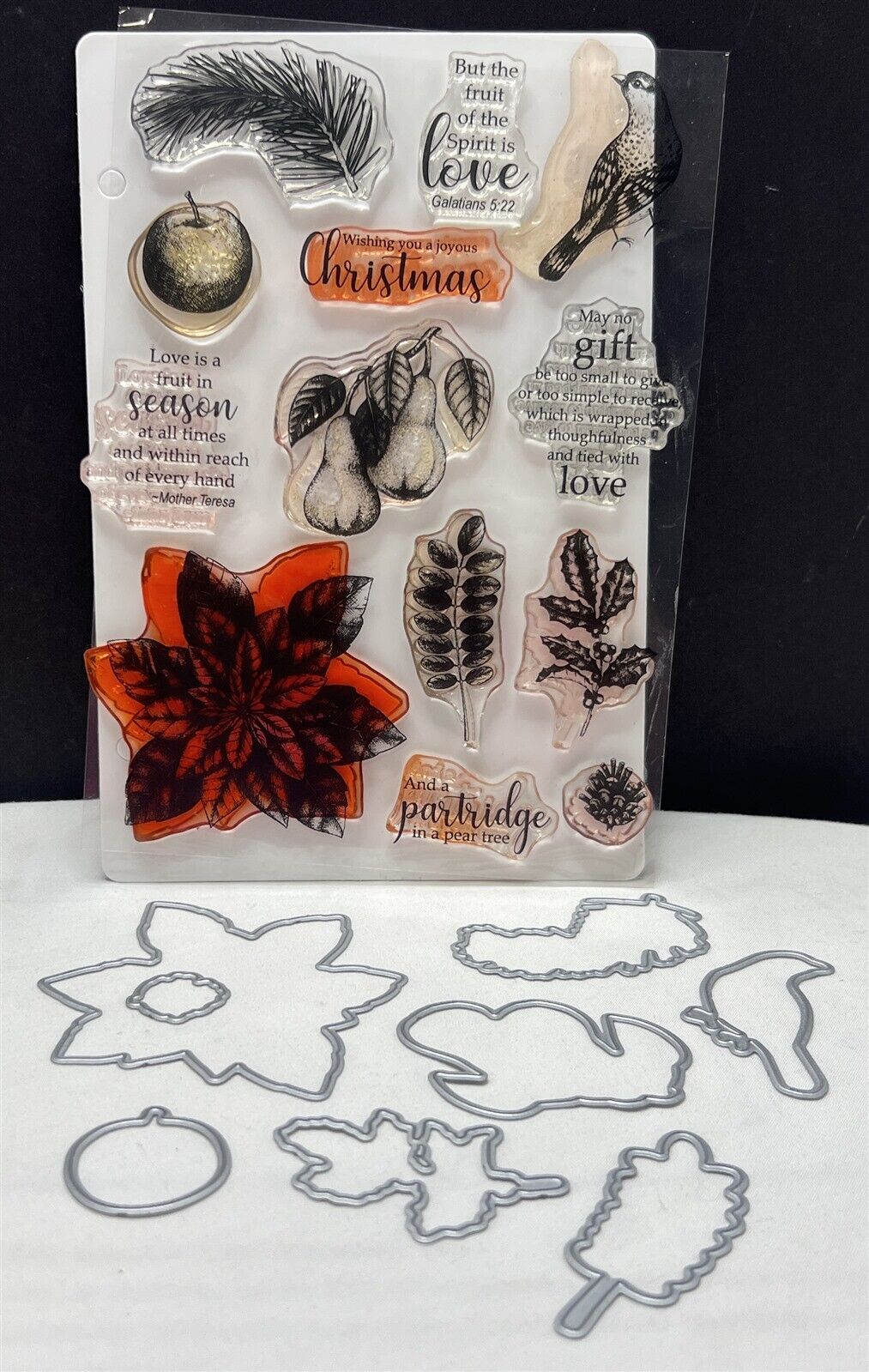 Gina K Designs FRUIT OF THE SEASON Partridge Christmas Rubber Stamps Dies