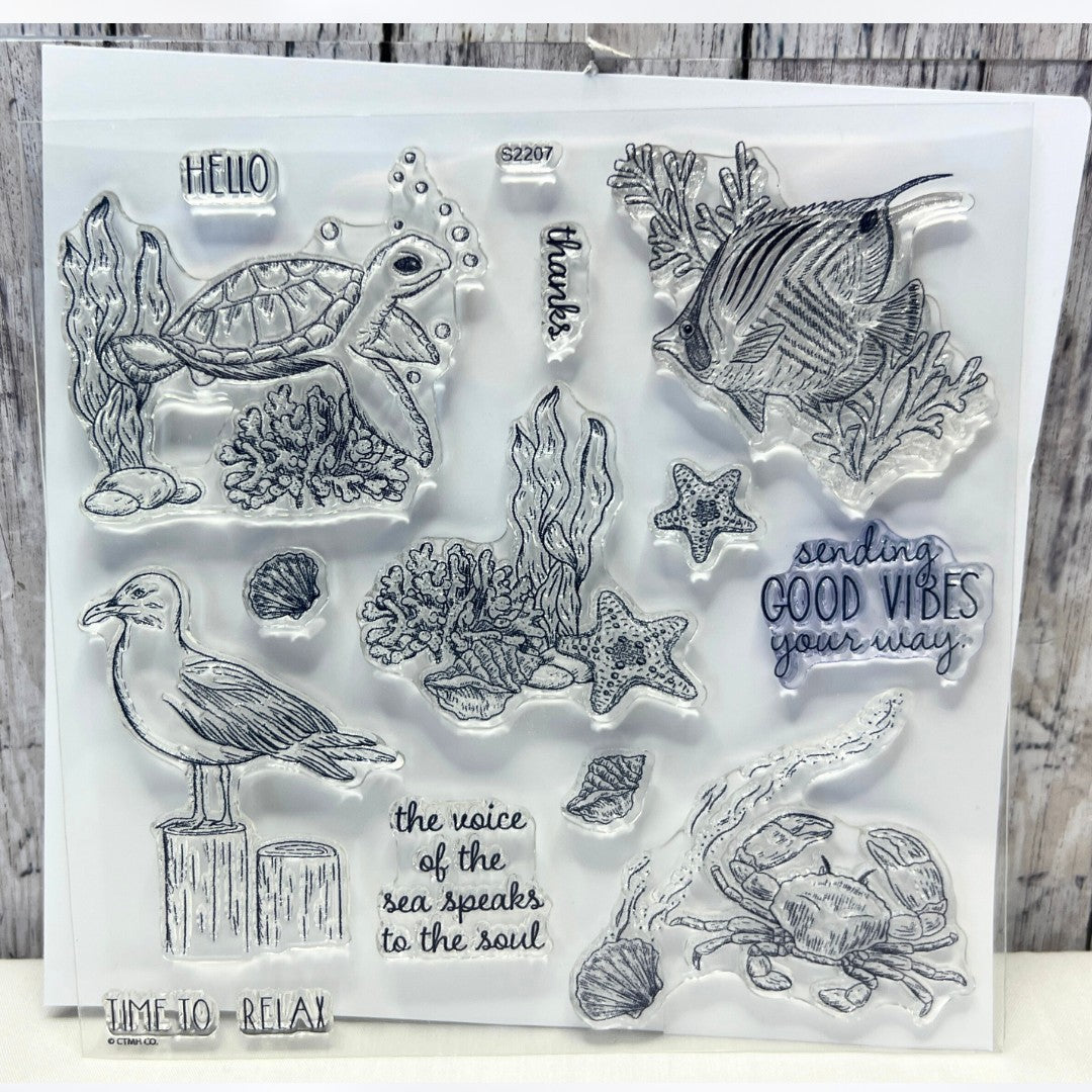 Close To My Heart VOICE OF THE SEA Turtle Fish Ocean Rubber Stamps