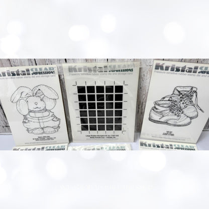 Kristal Clear Impressions BABY BUNNY Shoes Birthday Unmounted Red Rubber Stamps