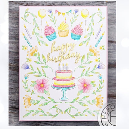 My Monthly Hero Arts Kit BIRTHDAY PARTY Cake February 2020 Rubber Stamps Dies