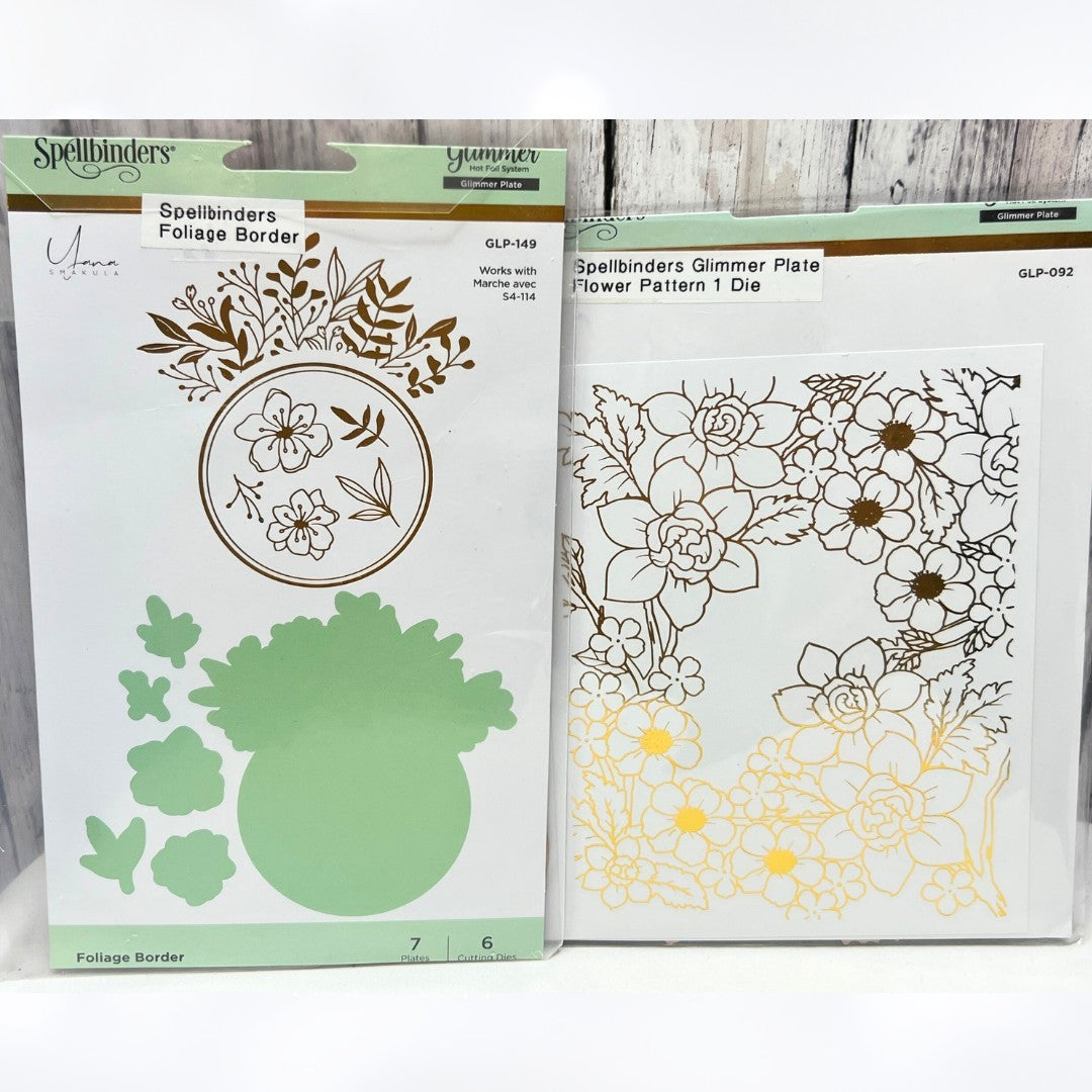 Spellbinders Glimmer FLOWER PATTERN Foliage Border Hot Foil Plates AS IS**