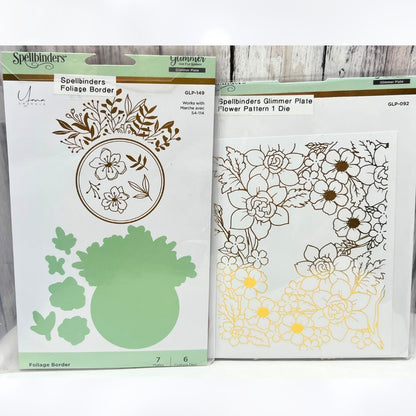 Spellbinders Glimmer FLOWER PATTERN Foliage Border Hot Foil Plates AS IS**