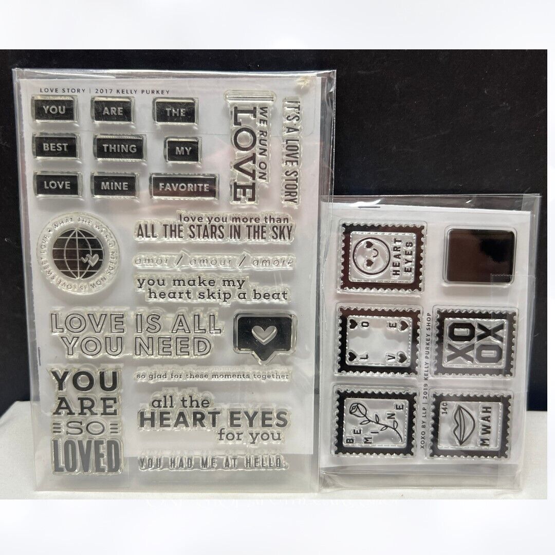 Kelly Purkey LOVE STORY XOXO Valentines Day Planner Rubber Stamps Lot of 2