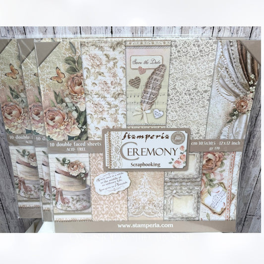 Stamperia CEREMONY Wedding 12x12 Scrapbook Cardstock Paper Lot of 3