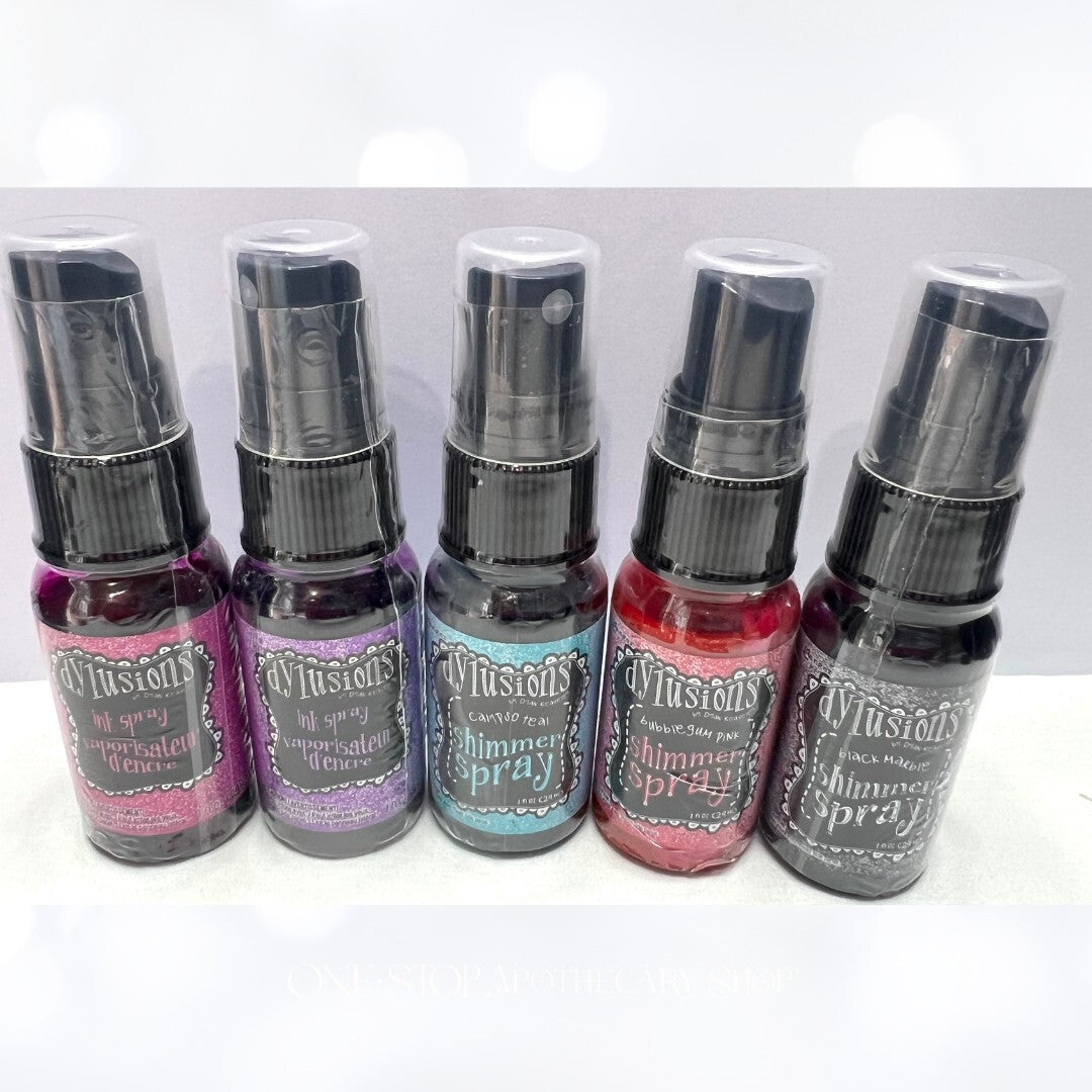 Dylusions INK SPRAY Shimmer Teal Pink Grape Sprays 1oz Lot of 5