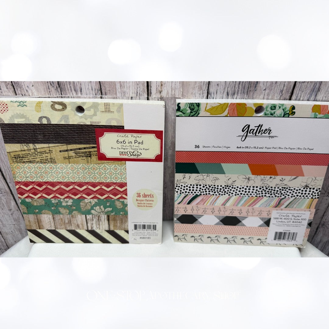 Crate Paper Pebbles 6X6 PAPER PACKS Scrapbook Cardstock Lot of 4