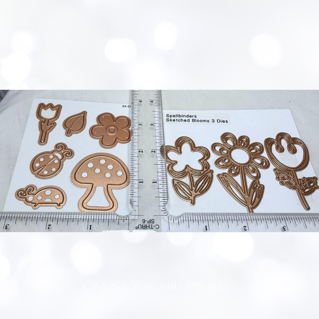 Spellbinders LADYBUG GARDEN Sketched Blooms Flowers Dies