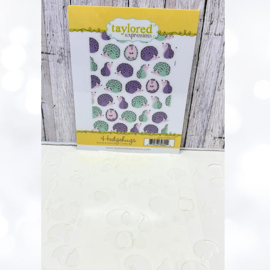 Taylored Expressions HEDGEHUGS Hedgehogs Background Stencils Rubber Stamp