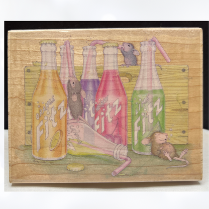 House Mouse SODA FITZ Fizz Mice Rubber Stamp Rare