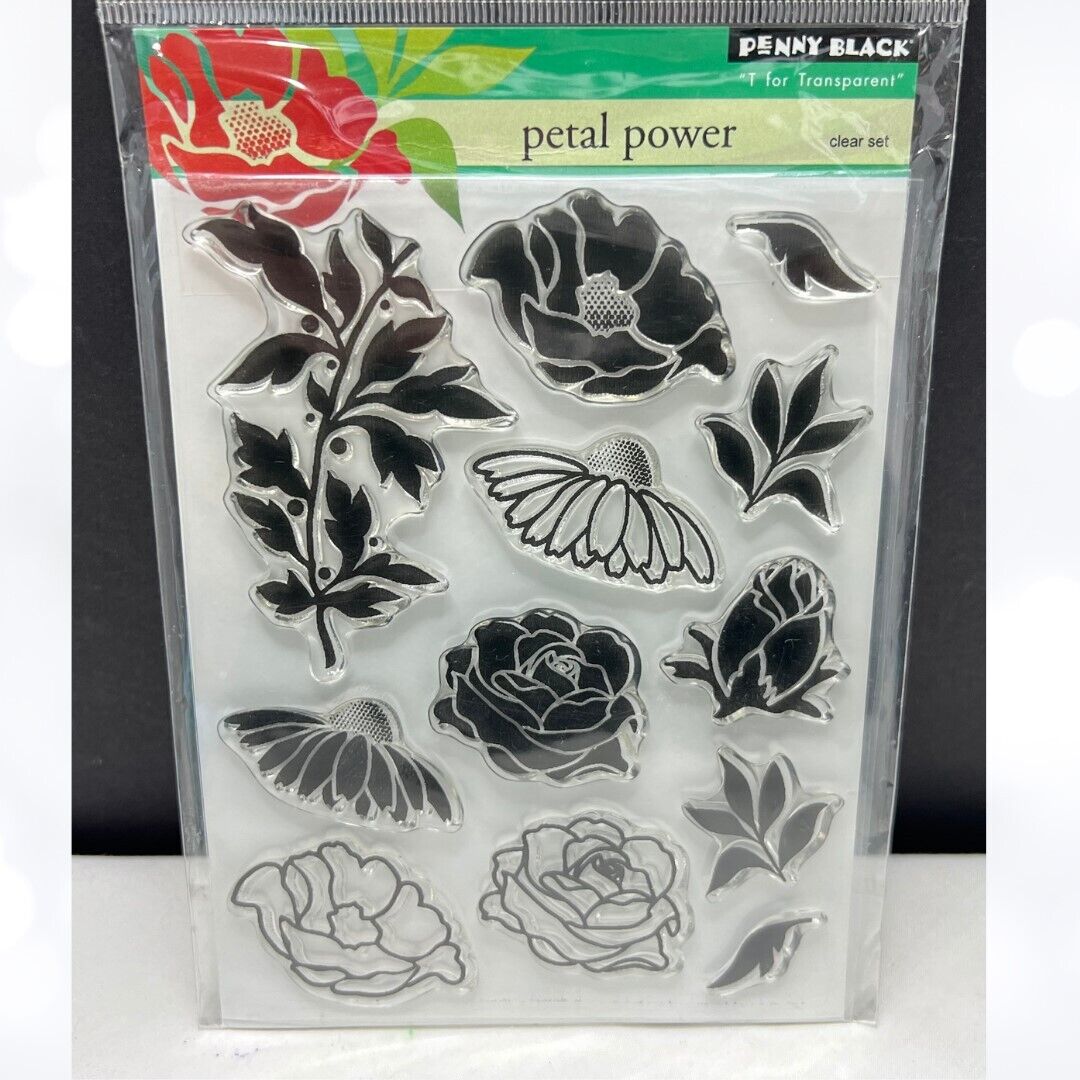 Penny Black PETAL POWER Flowers Cling Floral  Rubber Stamps