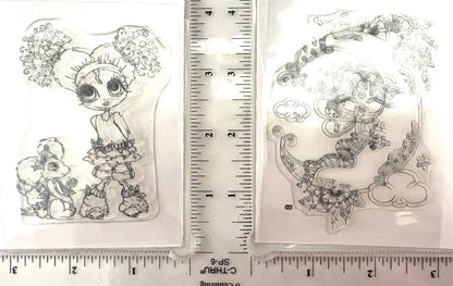 Sheri Baldy MY BESTIES Little Girl Mouse Fancy Pants Moon Rubber Stamps Lot of 2