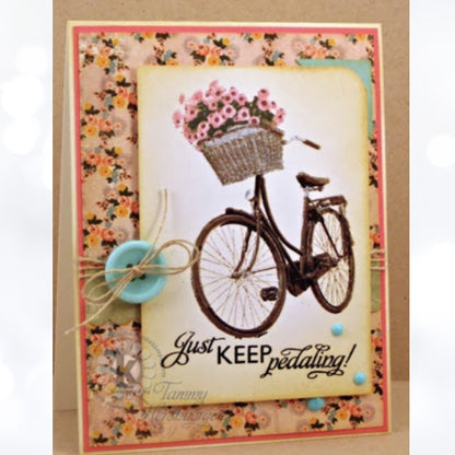 Kitchen Sink BICYCLE Bike Flowers 6x8 Layering Rubber Stamps