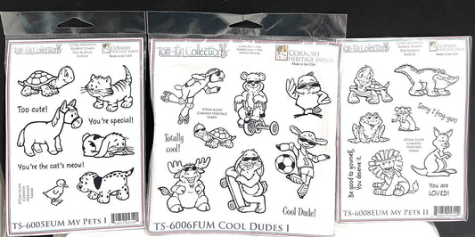 Cornish Heritage Farms PETS Animals Zoo Dog Cat Rubber Stamps Lot of 3