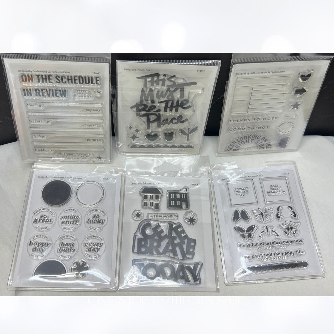 Studio Calico PLANNER Schedule Notes Journal 3x4 Rubber Stamps Lot of 6