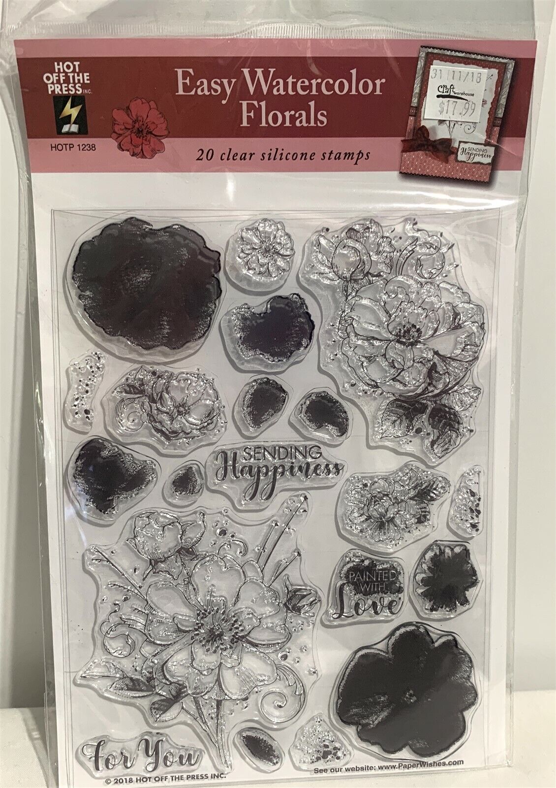 Hot Off the Press EASY WATERCOLOR FLORALS Flowers Rubber Stamps Set