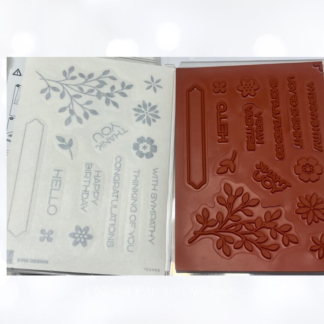 Stampin Up VINE DESIGN Greetings Flowering Vine Rubber Stamps Dies