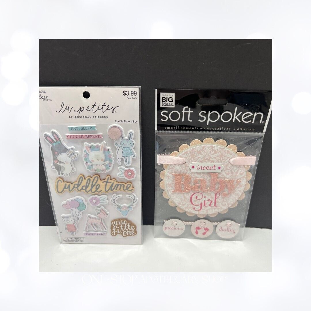 Echo Park Paper Studio BABY GIRL Shower 12x12 Scrapbook Paper Stickers Kit