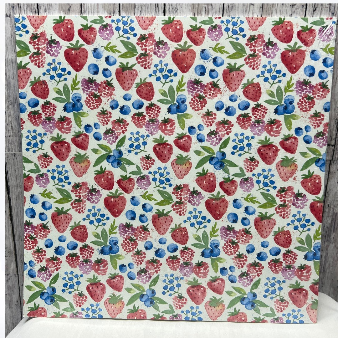 Stampin Up BERRY DELIGHTFUL Fruit Strawberry 12x12 DSP Cardstock Paper 12 Sheets