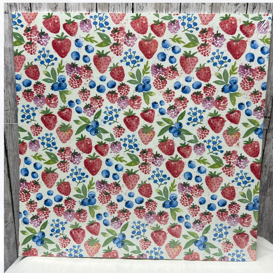 Stampin Up BERRY DELIGHTFUL Fruit Strawberry 12x12 DSP Cardstock Paper 12 Sheets