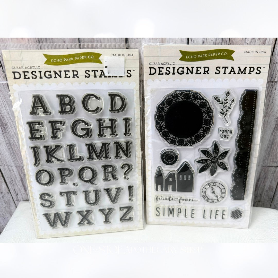Echo Park LOGANS ALPHABET Simple Life Letters Home Planner Rubber Stamps