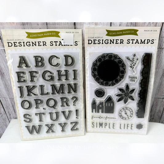 Echo Park LOGANS ALPHABET Simple Life Letters Home Planner Rubber Stamps