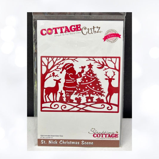 Cottage Cutz ST NICK CHRISTMAS Scene Woodland Animals Deer Die