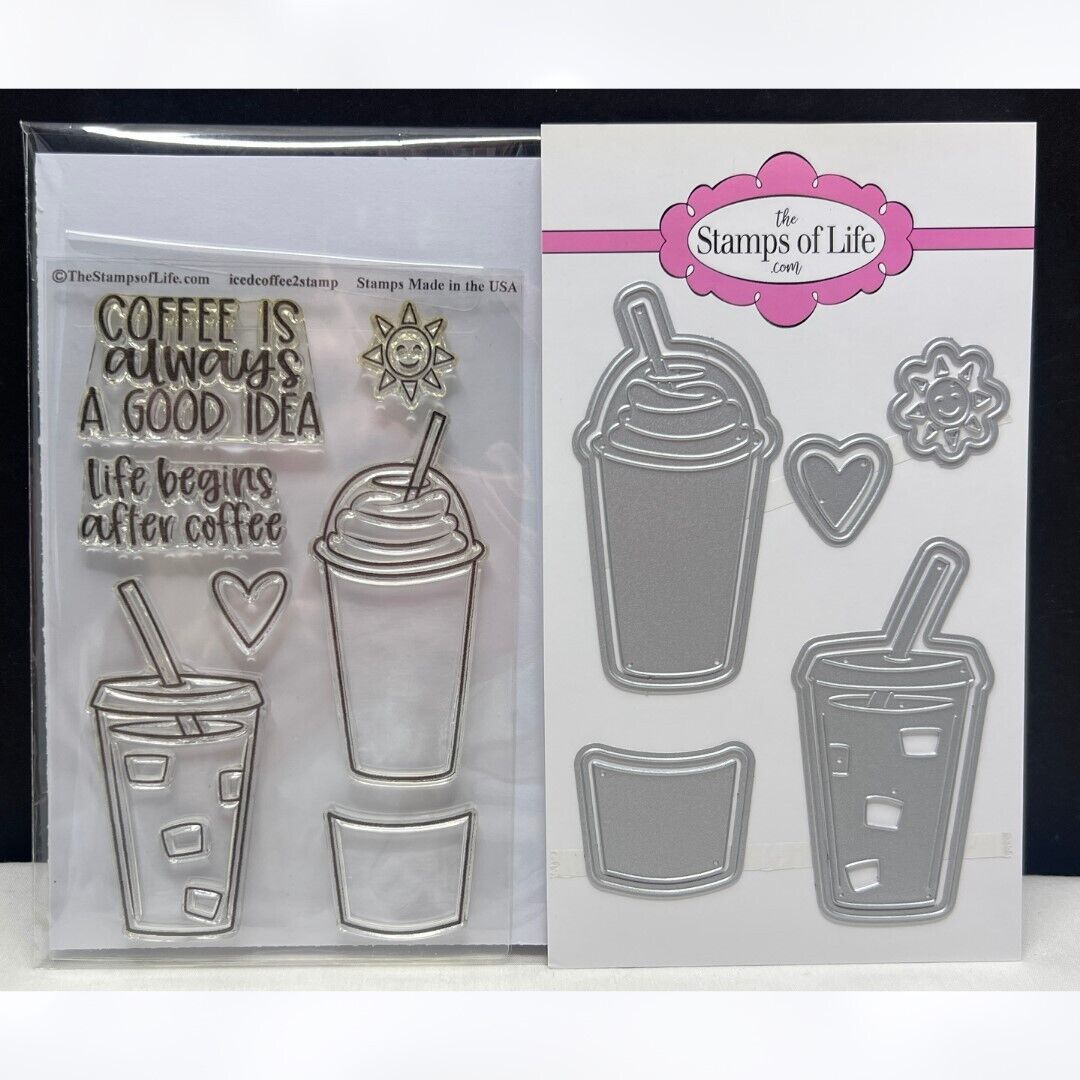 The Stamps of Life ICED COFFEE Tea Drinks Rubber Stamps Dies