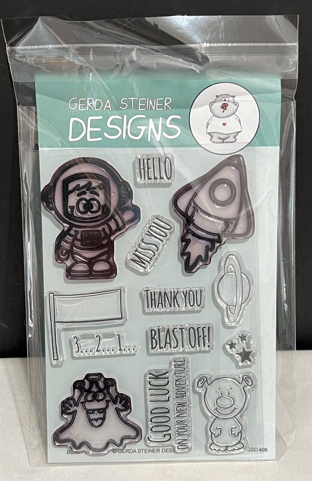 Gerda Steiner BLASTOFF Space Aliens Rocket Rubber Stamps Set