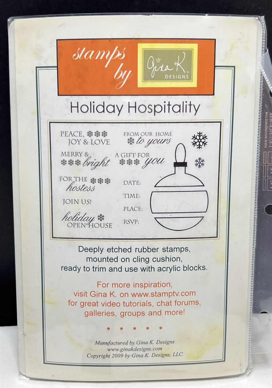 Gina K HOLIDAY HOSPITALITY Christmas Ornament Sayings Rubber Stamps Set