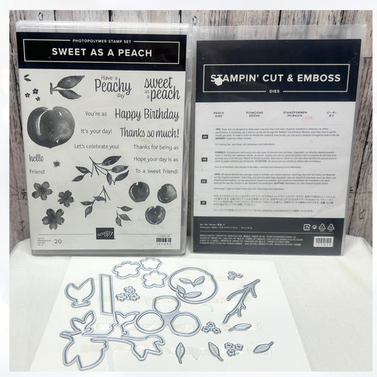 Stampin Up SWEET AS A PEACH Fruit Rubber Stamps Dies